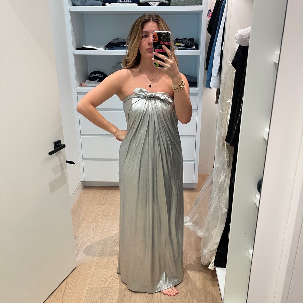 Halston Heritage silver Strapless Gown